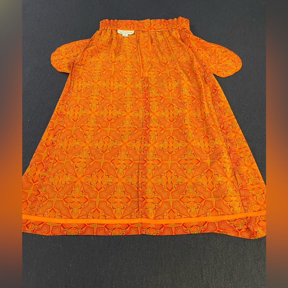 EVAN- PICONE rusty orange & red 100%silk pleated midi-maxi pencil skirt Vintage - Picture 15 of 16